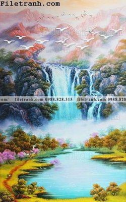 File tranh in trần 3D Tranh phong canh sanh vao cua Trung Quoc272 (ảnh gốc)