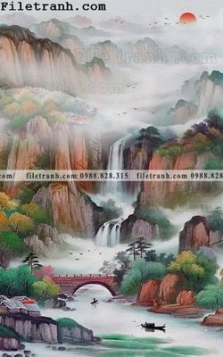 File gốc Tranh phong canh sanh vao cua Trung Quoc298 (ảnh chi tiết) để in lụa