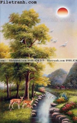 Download file gốc Tranh phong canh sanh vao cua Trung Quoc319 (in lụa) cao cấp