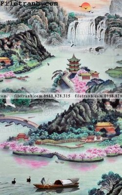 Tải file Tranh phong canh sanh vao cua Trung Quoc339 (gốc) chủ đề phong thủy