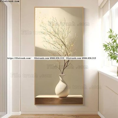 File tranh binh hoa va cay bac au 533 (bản gốc) treo quán cafe