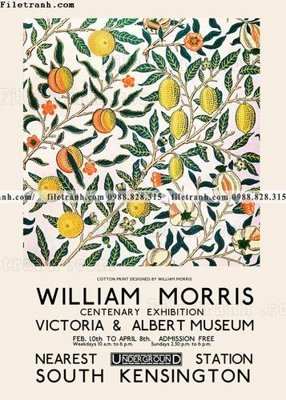 File tranh in trần bong hoa phong cach Bac Au William 503 (ảnh gốc siêu nét)