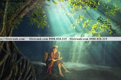 File tranh buc anh chup anh phong canh thon que 163 (file gốc) chuẩn màu in