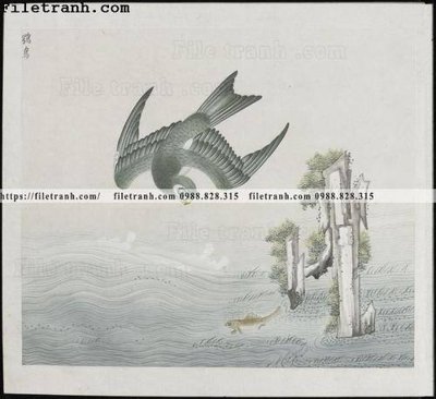 File tranh buc anh hoa co chim muong mau sac nhe nhang 120 (bản gốc) in lụa dán tường