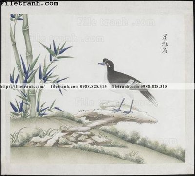 File tranh buc anh hoa co chim muong mau sac nhe nhang 187 (bản gốc) treo quán cafe