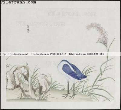 File in mica buc anh hoa co chim muong mau sac nhe nhang 313 (bản gốc) siêu trong