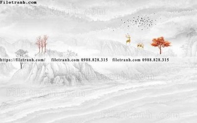 File in mica buc anh tuong nen nai sung tam phong cach Trung Quoc 207 (bản gốc) làm vách ngăn