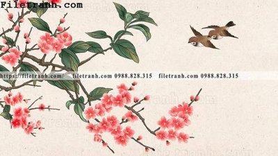 File gốc buc tranh hoa va chim co Trung Hoa 129 (in tráng gương) ốp tường
