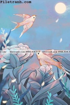 Download file buc tranh hoa va chim co Trung Hoa 141 (gốc) in mica cao cấp