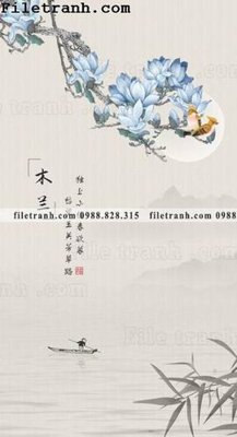 File tranh buc tranh muc ve hoa va chim Trung Quoc 100 (gốc) phong cách tối giản