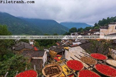 Chi tiết file tranh tráng gương buc tranh phong canh nong thon 224 (ảnh gốc)