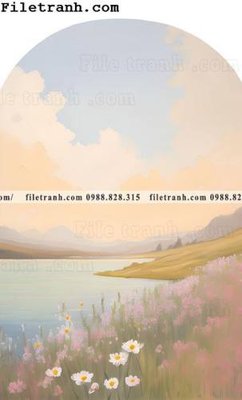 File in trần buc tranh phong canh son dau phong cach Bac Au 104 (file gốc) hoa văn 3D