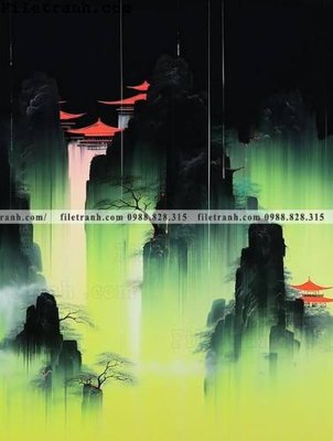 Download file gốc buc tranh phong canh tan co dien 174 (in lụa) hoa lá