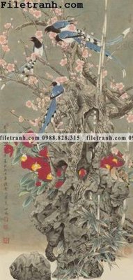 File gốc buc tranh phong canh ve hoa va chim 105 (chuẩn màu) cho in offset