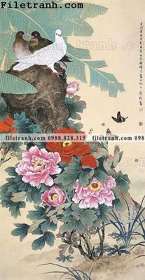 Download file gốc buc tranh phong canh ve hoa va chim 130 (in lụa) nghệ thuật