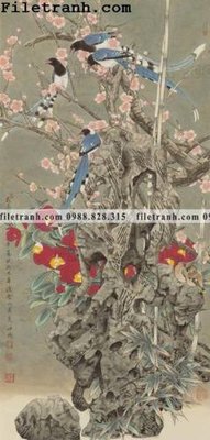 File tranh gốc buc tranh phong canh ve hoa va chim 194 (bản quyền) độc đáo