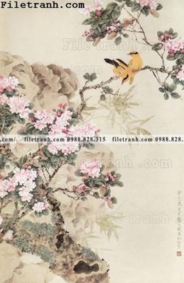 File gốc buc tranh phong canh ve hoa va chim 229 (chuẩn CMYK) cho nhà in