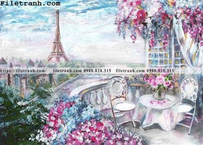 Tải file gốc buc tranh son dau hoa tiet phong canh Chau Au 101 (để in lụa)