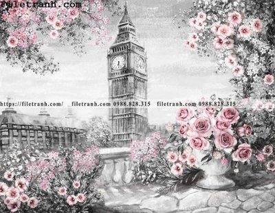 File tranh buc tranh son dau hoa tiet phong canh Chau Au 107 (gốc) phong cách tối giản