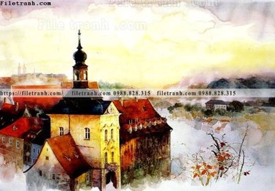 File in lụa buc tranh son dau phong canh thac nuoc 207 (tân cổ điển) buc tranh son dau phong canh thac nuoc 207