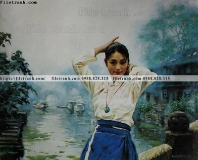 File ảnh gốc buc tranh son dau phong canh thac nuoc 232 không vỡ nét