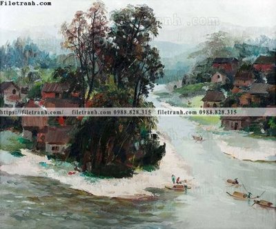 Tải file buc tranh son dau phong canh thac nuoc 253 (gốc) làm tranh treo tường