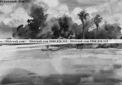 Ảnh gốc buc tranh son dau phong canh vector 1542 (nét căng) in mica