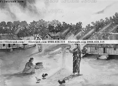 File gốc buc tranh son dau phong canh vector 1555 (in tráng gương) sang trọng