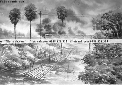 Tải file buc tranh son dau phong canh vector 1588 (PSD) cho in tranh 3D