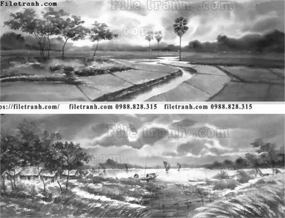 File tranh buc tranh son dau phong canh vector 1590 (bản gốc) treo quán cafe