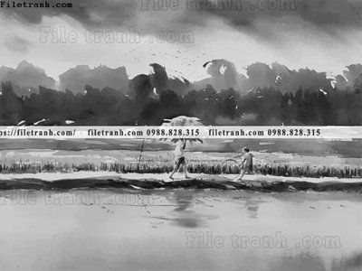 File in ấn buc tranh son dau phong canh vector 1599 (bản gốc) chất lượng cao