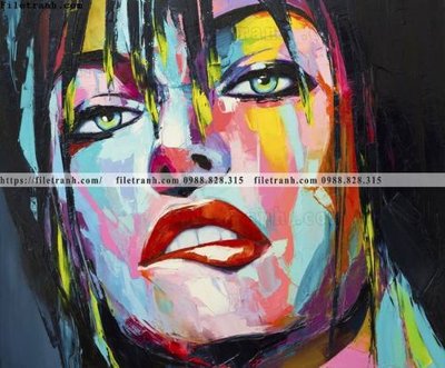 File tranh gốc in trần nhà buc tranh son dau truu tuong ve tay phu nu 523 3D