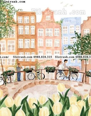 File tranh gốc PSD buc tranh theo phong cach mau nuoc Ma-roc 657 còn nguyên layer