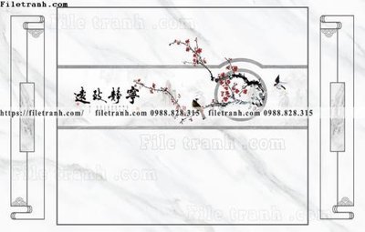 Ảnh gốc buc tuong nen hoa va chim phao chi 301 (siêu chi tiết) để in ấn