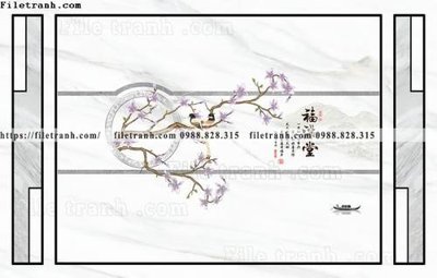 Tải file buc tuong nen hoa va chim phao chi 304 (gốc) in tranh tráng gương