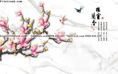 File tranh gốc buc tuong nen hoa va chim phao chi 343 (bản quyền) Filetranh.com