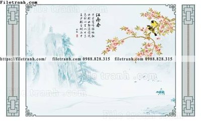 File PSD buc tuong nen hoa va chim phao chi 395 (gốc) tách lớp chi tiết