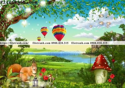 Ảnh gốc buc tuong nen hoat hinh tre em372 (độ nét cao) in tráng gương