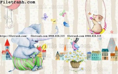 File in lụa buc tuong nen hoat hinh tre em383 (tân cổ điển) buc tuong nen hoat hinh tre em383
