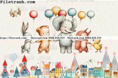 File tranh buc tuong nen hoat hinh tre em702 (bản gốc) treo phòng ăn