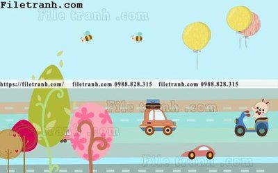 File tranh gốc PSD buc tuong nen hoat hinh tre em753 còn nguyên layer