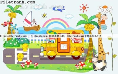 File in trần buc tuong nen hoat hinh tre em772 (bản gốc 3D) sống động