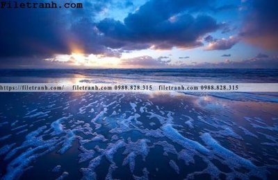 File tranh canh hoang hon tren bien 132 (bản gốc) in lụa 5D