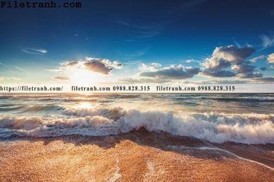 File tranh canh hoang hon tren bien 140 (bản gốc) trang trí văn phòng