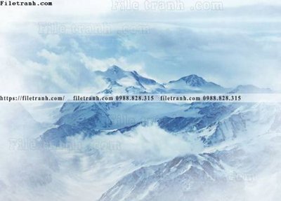 File tranh canh tuyet tren dinh nui 524 (bản gốc) in lụa 5D