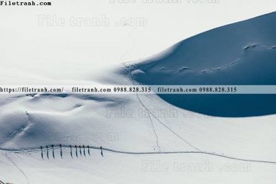 File tranh canh tuyet tren dinh nui 652 (bản gốc) in lụa dán tường