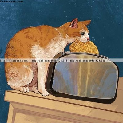 File tranh chu meo ngo nghinh ve tay 507 (gốc) chủ đề tĩnh vật
