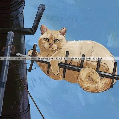 File tranh quảng cáo chu meo ngo nghinh ve tay 508 (download file gốc)