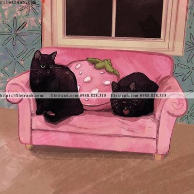 Hình ảnh file gốc in lụa chu meo ngo nghinh ve tay 521