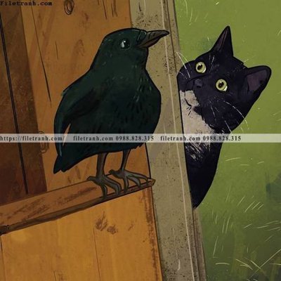 File ảnh chu meo ngo nghinh ve tay 524 (gốc) in decal dán tường